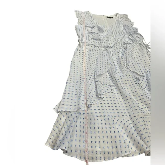 Tommy Hilfiger White and Blue Ruffled Sleeveless Dress - Picture 4 of 16